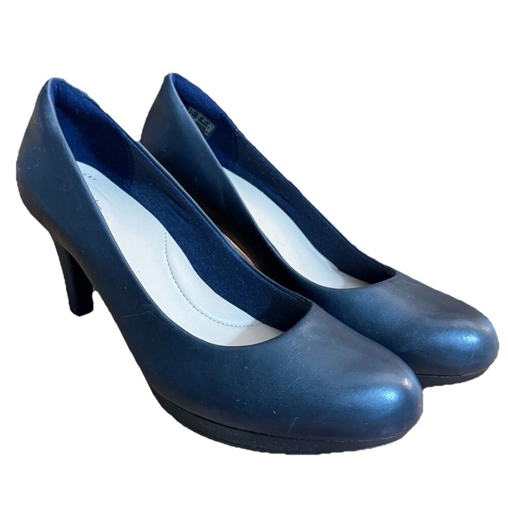 Clarks Women's Adriel Viola Pump Navy Leather Sz 10M